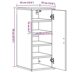 Vidaxl Shoe Cabinet White 32X35X70 Cm Engineered Wood - thumbnail 3