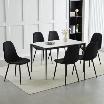 MCC Direct Set Of 6 Teddy Faux Fur Stitched Design Dining Chairs Black Bella By Mcc - image 1