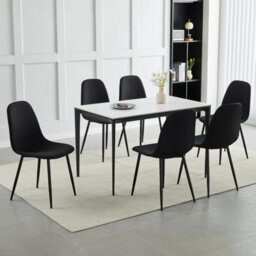MCC Direct Set Of 6 Teddy Faux Fur Stitched Design Dining Chairs Black Bella By Mcc - thumbnail 1