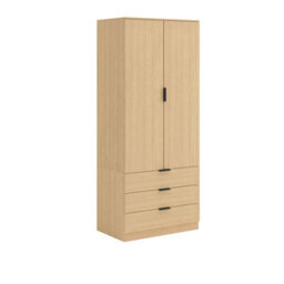 Home Source Phoenix 2 Door 3 Drawer Wardrobe Oak Effect Bedroom Furniture - thumbnail 5