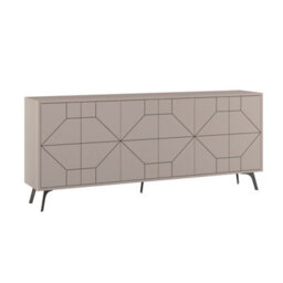 Decortie Dune Mocha Grey Geometric 6 Door Sideboard With Metal Legs (W) 181Cm - thumbnail 2