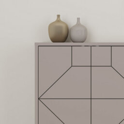 Decortie Dune Mocha Grey Geometric 6 Door Sideboard With Metal Legs (W) 181Cm - thumbnail 4