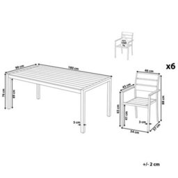 Beliani Vernio 6 Seater Garden Dining Set White - thumbnail 3