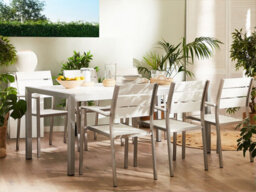 Beliani Vernio 6 Seater Garden Dining Set White - thumbnail 2