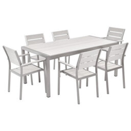 Beliani Vernio 6 Seater Garden Dining Set White - thumbnail 1