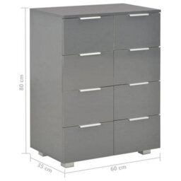 Berkfield Sideboard High Gloss Grey 60X35X80 Cm Engineered Wood - thumbnail 9
