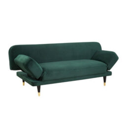 Home Detail Silas Clic-Clac Sofa Bed With Wooden Metal-Tipped Legs, Green Velvet - thumbnail 4