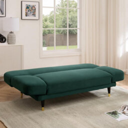 Home Detail Silas Clic-Clac Sofa Bed With Wooden Metal-Tipped Legs, Green Velvet - thumbnail 2