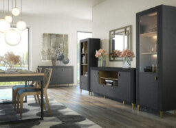 Arte Mossa Chic Sideboard Cabinet 137Cm - Black & Oak, Hinged Doors, Drawers & Shelves - thumbnail 3