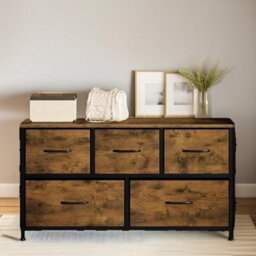 Pirlo Plush Bedroom Dresser With 5 Fabric Storage Drawers Rustic Brown - thumbnail 8