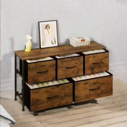 Pirlo Plush Bedroom Dresser With 5 Fabric Storage Drawers Rustic Brown - thumbnail 2