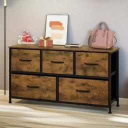 Pirlo Plush Bedroom Dresser With 5 Fabric Storage Drawers Rustic Brown
