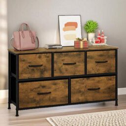 Pirlo Plush Bedroom Dresser With 5 Fabric Storage Drawers Rustic Brown - thumbnail 7