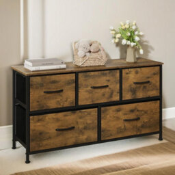 Pirlo Plush Bedroom Dresser With 5 Fabric Storage Drawers Rustic Brown - thumbnail 4