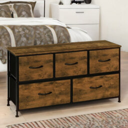 Pirlo Plush Bedroom Dresser With 5 Fabric Storage Drawers Rustic Brown - thumbnail 5