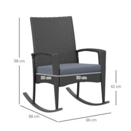 Wyld Haus Lora Set Of 2 Grey Rattan Outdoor Rocking Chairs With Cushions, Mixed Grey - thumbnail 4