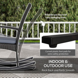 Wyld Haus Lora Set Of 2 Grey Rattan Outdoor Rocking Chairs With Cushions, Mixed Grey - thumbnail 8