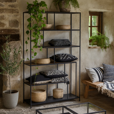 Wyld Haus El Paso 5-Shelf Black Asymmetrical Bookcase With Metal Frame - image 1