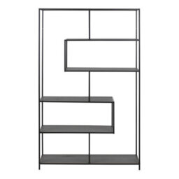Wyld Haus El Paso 5-Shelf Black Asymmetrical Bookcase With Metal Frame - thumbnail 2