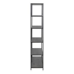Wyld Haus El Paso 5-Shelf Black Asymmetrical Bookcase With Metal Frame - thumbnail 5
