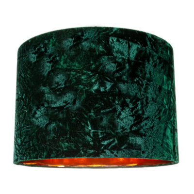 Happy Homewares Forest Green Crushed Velvet 16 Floor/pendant Lampshade With Shiny Copper Inner - image 1