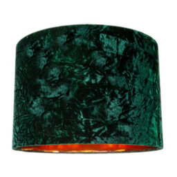 Happy Homewares Forest Green Crushed Velvet 16 Floor/pendant Lampshade With Shiny Copper Inner