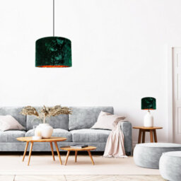 Happy Homewares Forest Green Crushed Velvet 16 Floor/pendant Lampshade With Shiny Copper Inner - thumbnail 5