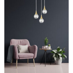 Luminosa Lighting Luminosa Lacrima Cluster Pendant Ceiling Light White, Gold Transparent Glass Shade 3X E27 - thumbnail 3