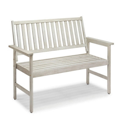 Grey 2 Seater Acacia Wood Outdoor Garden Bench - image 1