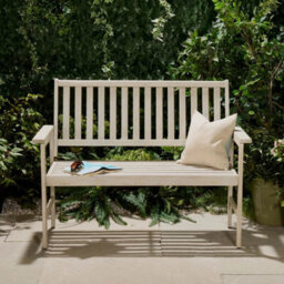 Grey 2 Seater Acacia Wood Outdoor Garden Bench - thumbnail 4