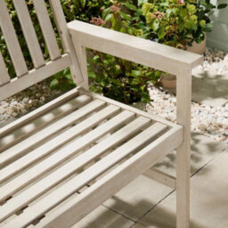 Grey 2 Seater Acacia Wood Outdoor Garden Bench - thumbnail 3
