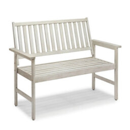 Grey 2 Seater Acacia Wood Outdoor Garden Bench - thumbnail 1