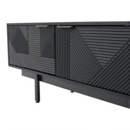 Modern Tv Unit Stand Cabinet Sideboard With Drawer Storage & Open Shelves Black - thumbnail 2