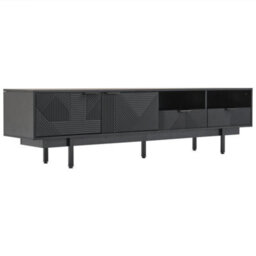 Modern Tv Unit Stand Cabinet Sideboard With Drawer Storage & Open Shelves Black