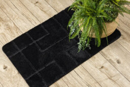 RugsX Bathroom Rug Supreme Lines, Non-Slip, Soft - Black  50X80 Cm