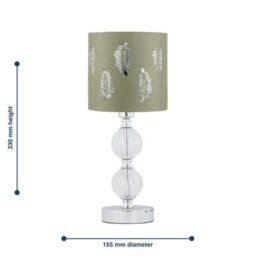First Choice Lighting Chrome Two Ball Table Lamp With Sage Green Fern Shade - thumbnail 5
