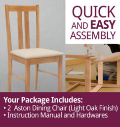 Hallowood Furniture Aston Pair Of Dining Chair In Light Oak Finish - thumbnail 7