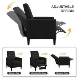 Yaheetech Black Fabric Recliner Sofa With Adjustable Back - thumbnail 6