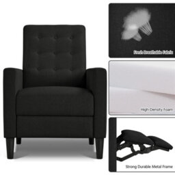 Yaheetech Black Fabric Recliner Sofa With Adjustable Back - thumbnail 4