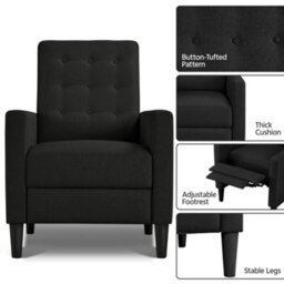 Yaheetech Black Fabric Recliner Sofa With Adjustable Back - thumbnail 5