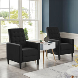 Yaheetech Black Fabric Recliner Sofa With Adjustable Back