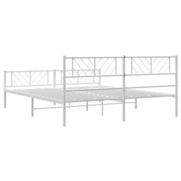 Berkfield Metal Bed Frame With Headboard And Footboard White 193X203 Cm - thumbnail 7