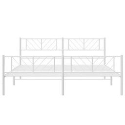 Berkfield Metal Bed Frame With Headboard And Footboard White 193X203 Cm - thumbnail 5