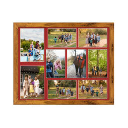 AK Frames 20X16 Rustic Oak Modern Multi Photo Frame With Crimson Mount - Holds 9 Apertures (2X) 7X5, (7X) 6X4 Photos