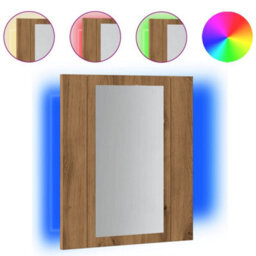 Berkfield Led Bathroom Mirror Cabinet Artisan Oak 40X12X45 Cm Engineered Wood - thumbnail 2