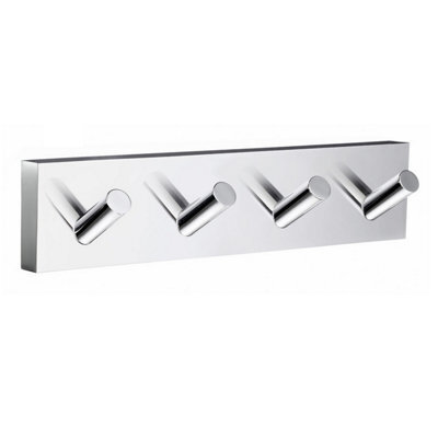 Smedbo Polished Chrome Quadruple Towel Hook Rail 40mm X 178mm Wall Mounted Bathroom Rectangular Robe Hooks Clothes Hanger Coat Peg - image 1