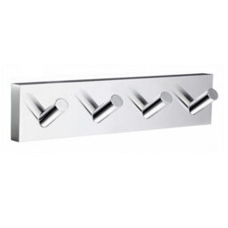 Smedbo Polished Chrome Quadruple Towel Hook Rail 40mm X 178mm Wall Mounted Bathroom Rectangular Robe Hooks Clothes Hanger Coat Peg - thumbnail 1