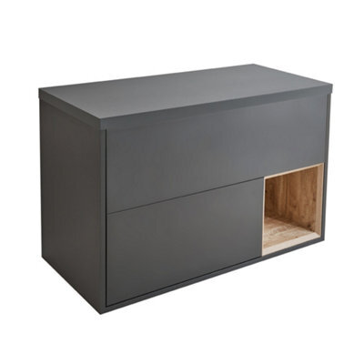 Homestylestore Black Grey 1000mm Wall Hung Bathroom Vanity Unit With Countertop Basin - image 1