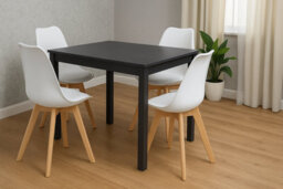 Kosy Koala Arrow Charcoal Dining Table Set With 4 White Dining Chairs Dining Room Furniture - thumbnail 1