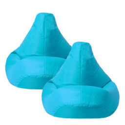 icon Kids Recliner Beanbag Indoor And Outdoor Aqua Set Of 2 - thumbnail 1
